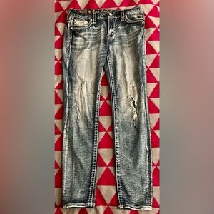 Rock Revival Distressed Blue Skinny Jeans